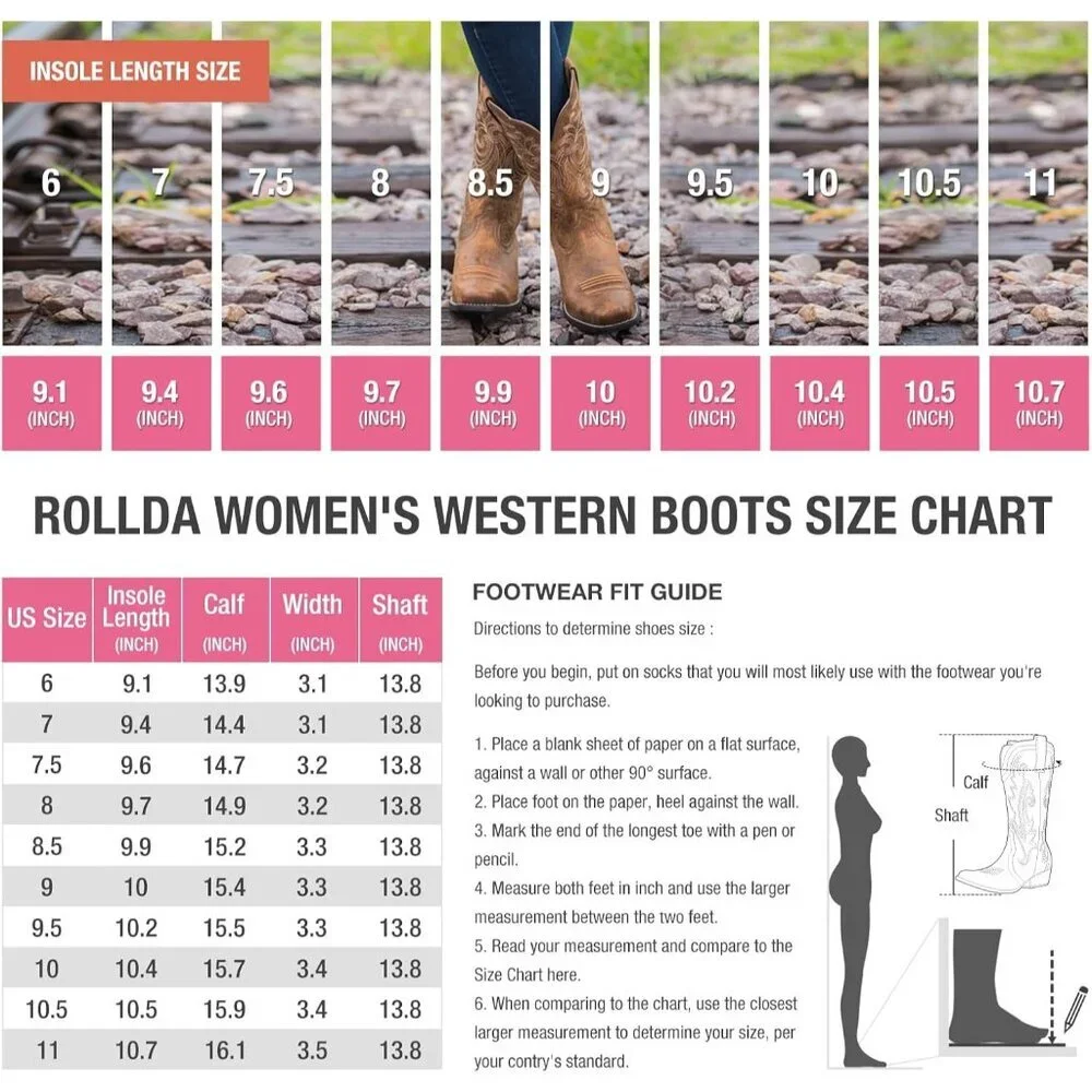 Women Pink Synthetic Embroidered Pointy Toe Comfortable Chunky Heel Cowgirl Boot - Picture 6 of 7